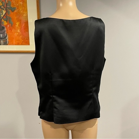 Nicole Miller blouse sleeveless satin cropped black size 16 - Picture 4 of 11